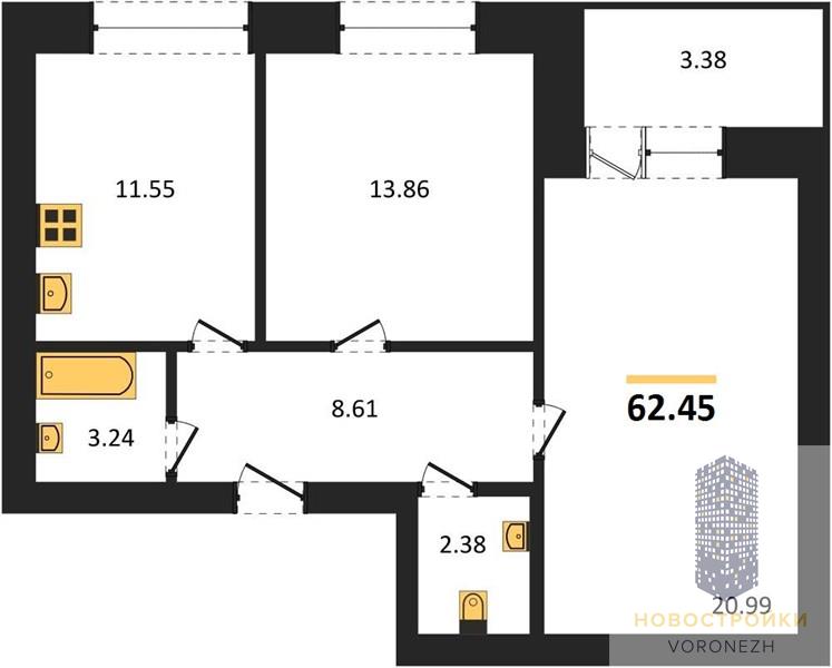 Квартира 2-комнатная квартира