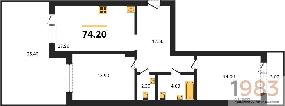 Квартира 2-комнатная квартира