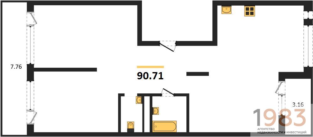Квартира 3-комнатная квартира