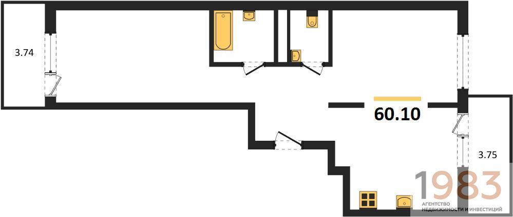 Квартира 2-комнатная квартира