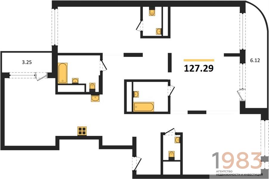 Квартира 3-комнатная квартира