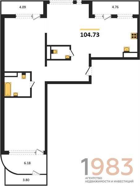 Квартира 3-комнатная квартира