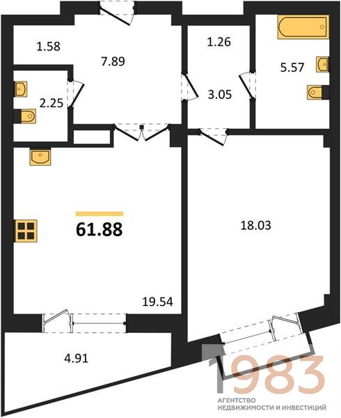 Квартира 1-комнатная квартира