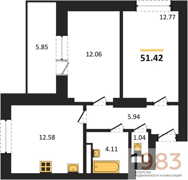 Квартира 2-комнатная квартира