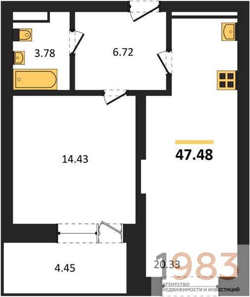 Квартира 1-комнатная квартира