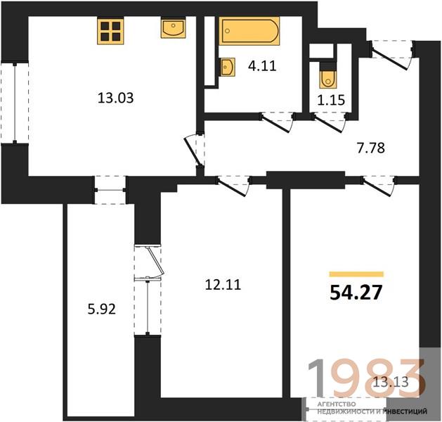 Квартира 2-комнатная квартира