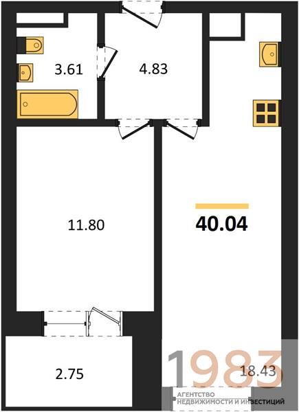 Квартира 1-комнатная квартира