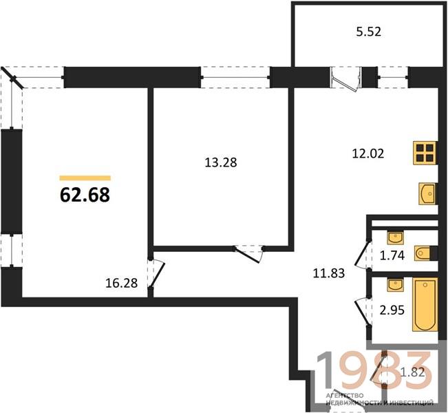 Квартира 2-комнатная квартира