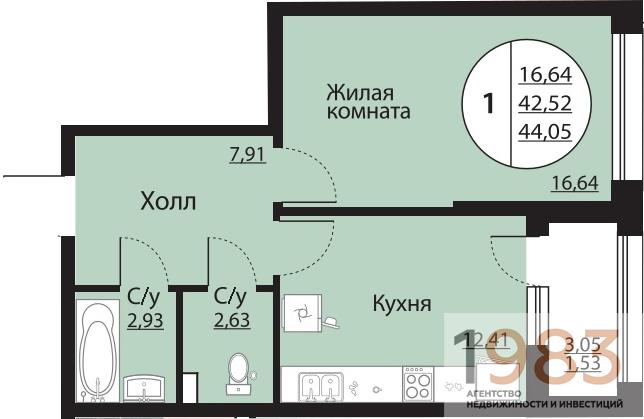 Квартира 1-комнатная квартира