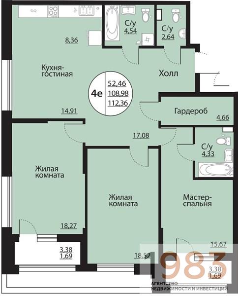 Квартира 3-комнатная квартира