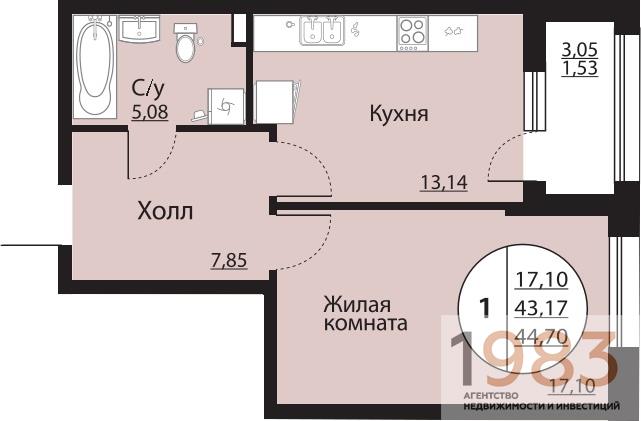 Квартира 1-комнатная квартира