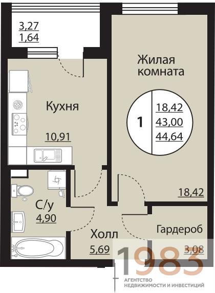 Квартира 1-комнатная квартира