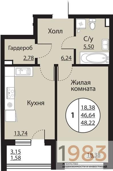 Квартира 1-комнатная квартира