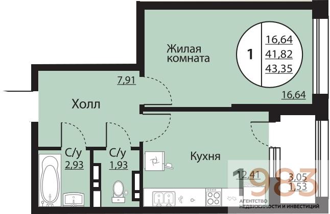 Квартира 1-комнатная квартира