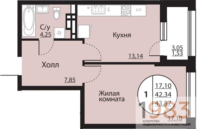 Квартира 1-комнатная квартира