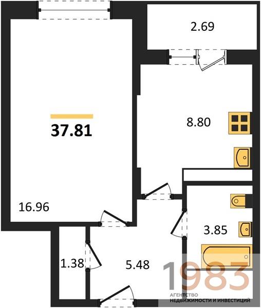 Квартира 1-комнатная квартира