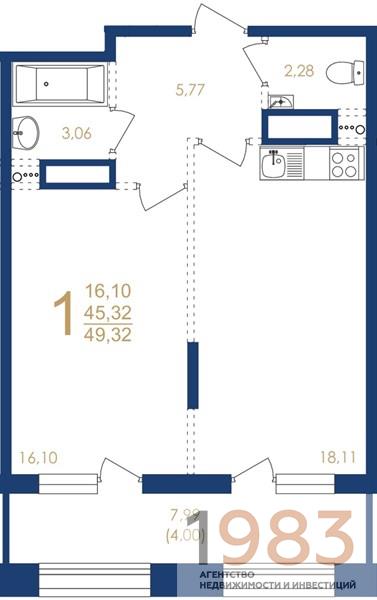 Квартира 1-комнатная квартира
