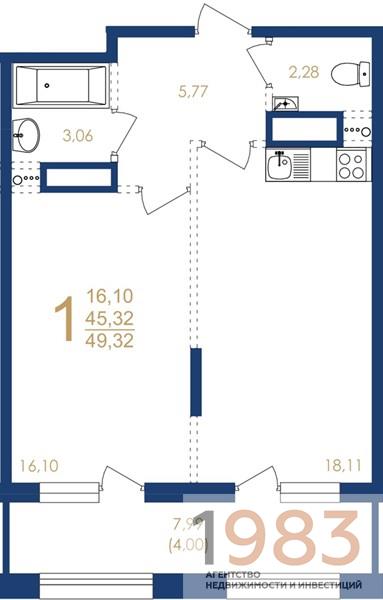 Квартира 1-комнатная квартира
