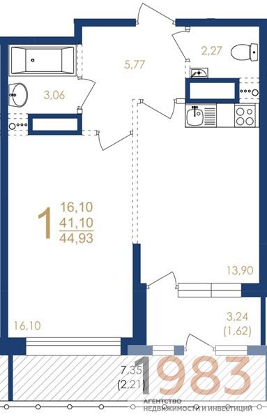 Квартира 1-комнатная квартира