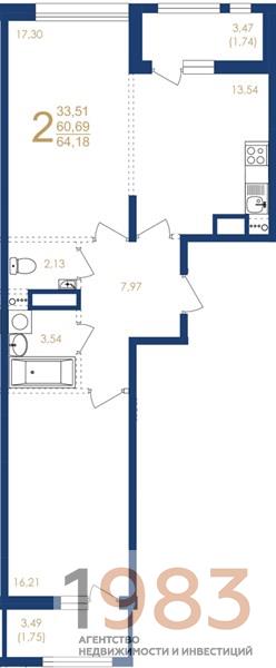 Квартира 2-комнатная квартира