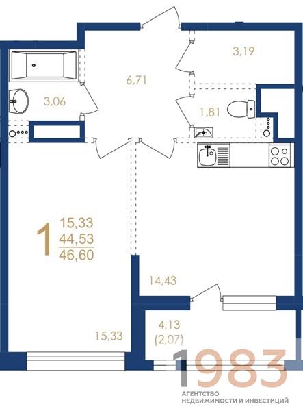 Квартира 1-комнатная квартира