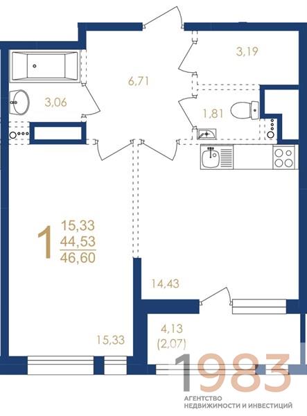 Квартира 1-комнатная квартира