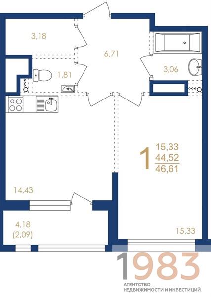Квартира 1-комнатная квартира