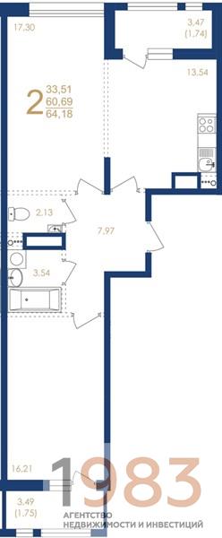 Квартира 2-комнатная квартира