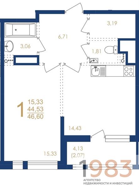 Квартира 1-комнатная квартира