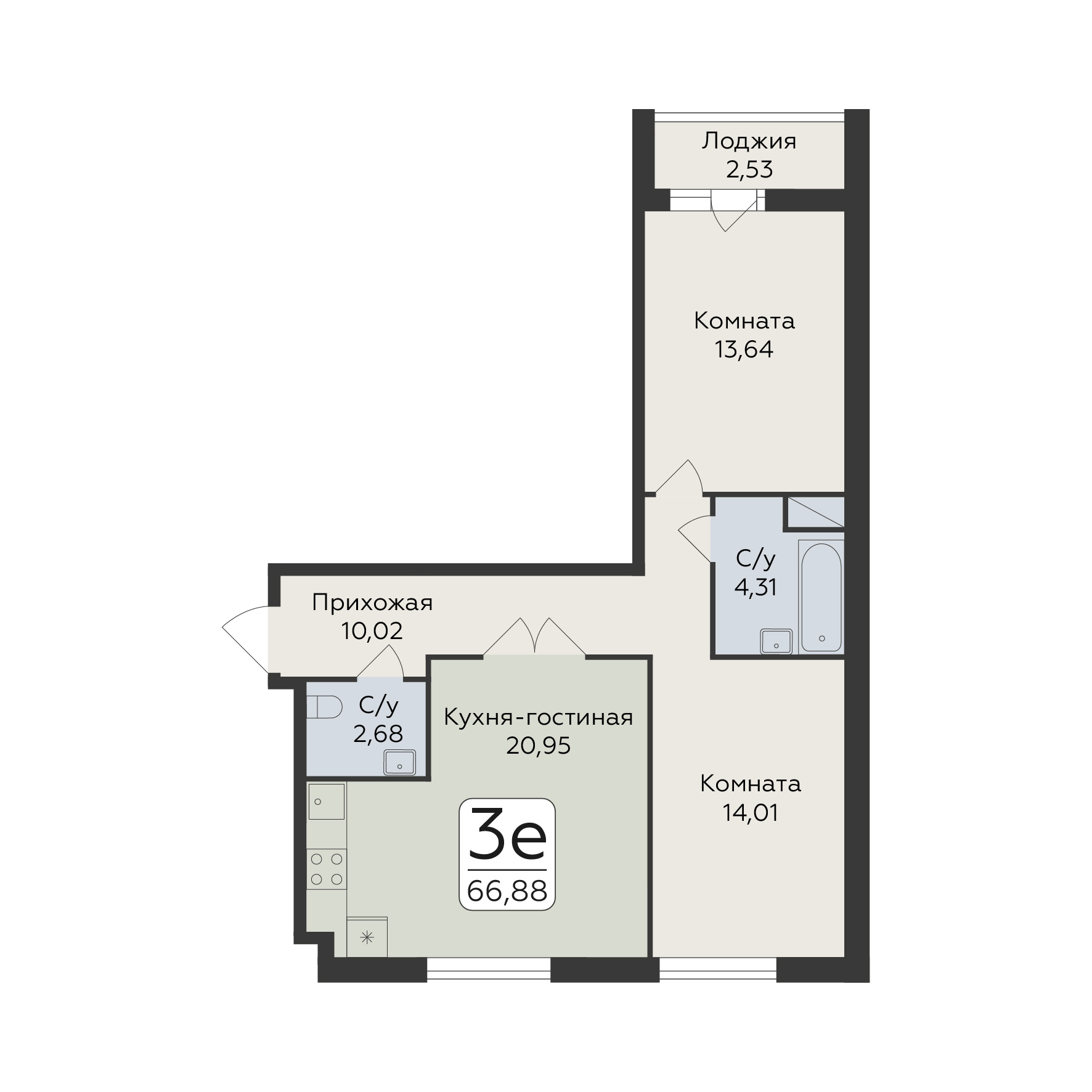 Квартира 3-комнатная квартира