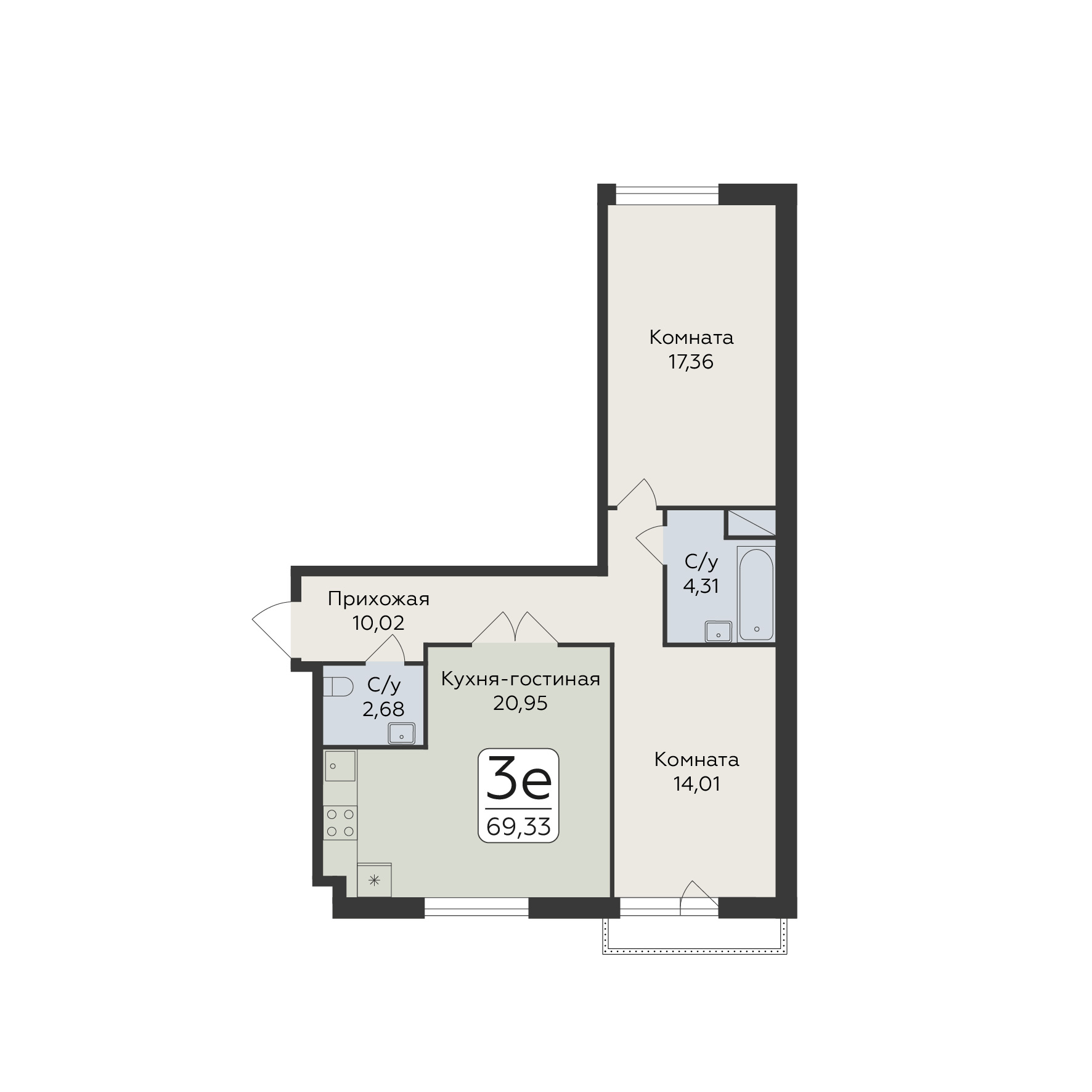 Квартира 3-комнатная квартира