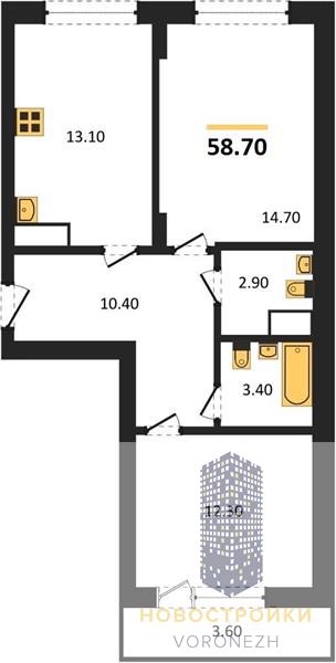 Квартира 2-комнатная квартира