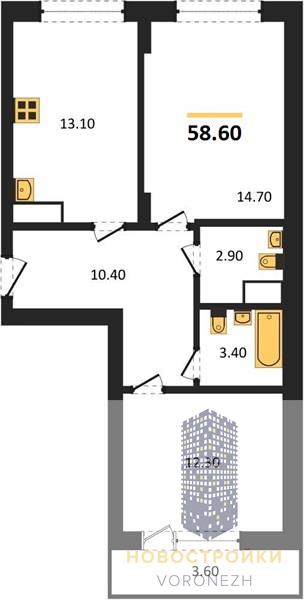 Квартира 2-комнатная квартира