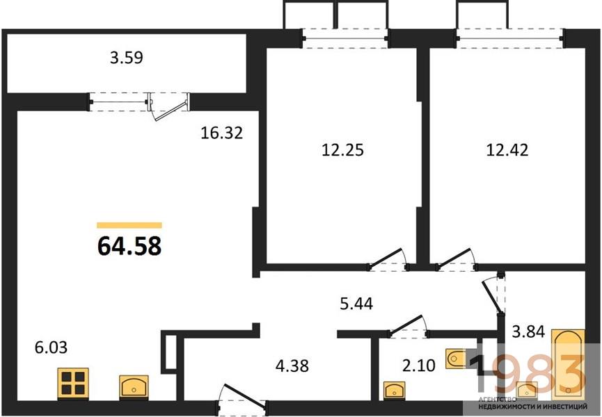 Квартира 2-комнатная квартира