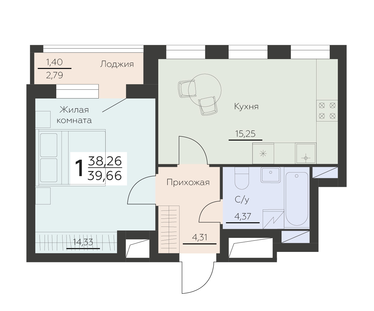 Квартира 1-комнатная квартира