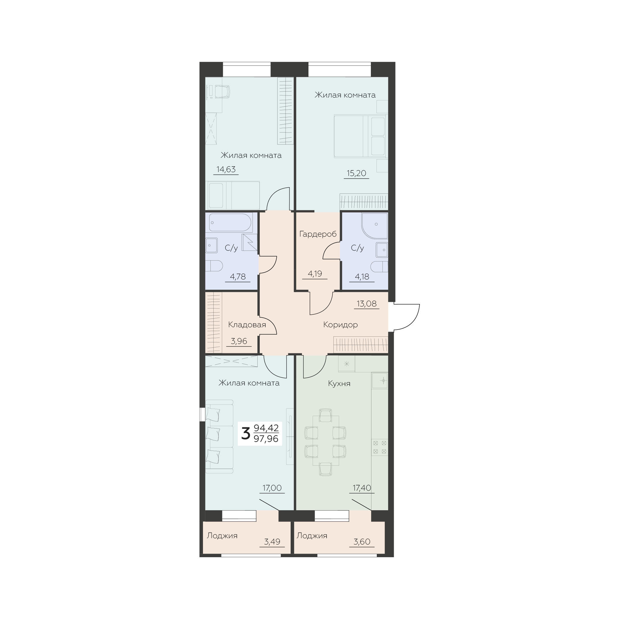 Квартира 3-комнатная квартира