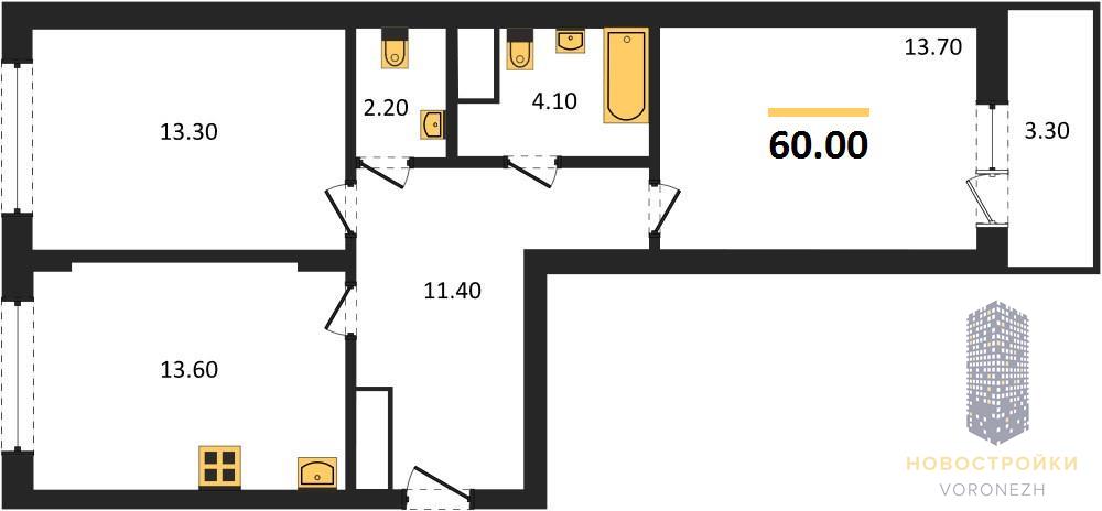 Квартира 2-комнатная квартира
