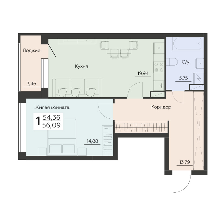 Квартира 1-комнатная квартира
