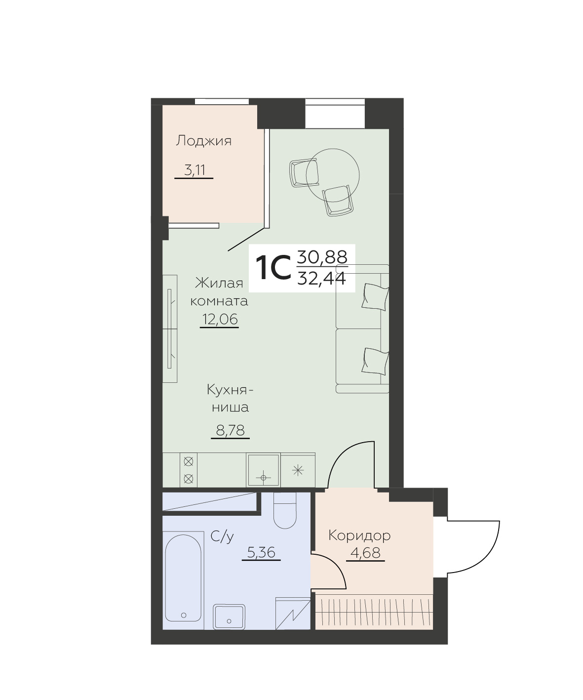 Квартира Студия