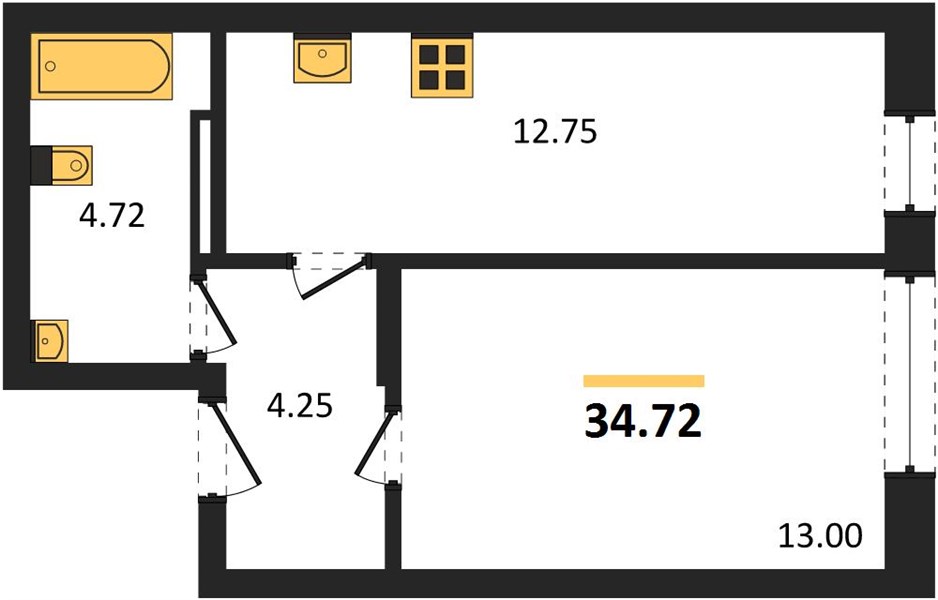 Квартира 1-комнатная квартира