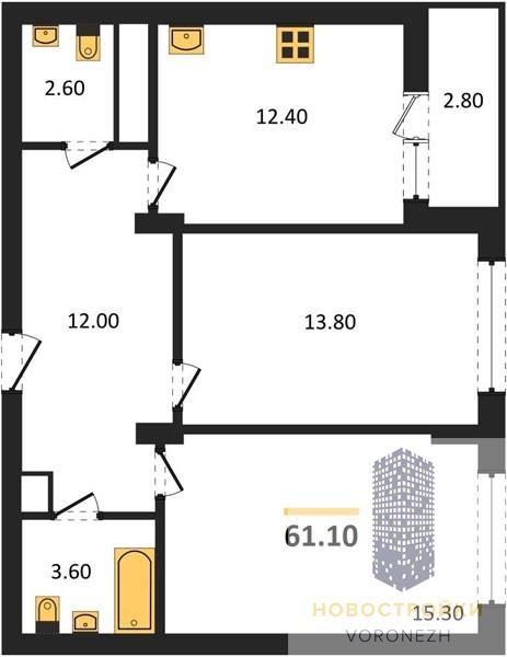 Квартира 2-комнатная квартира