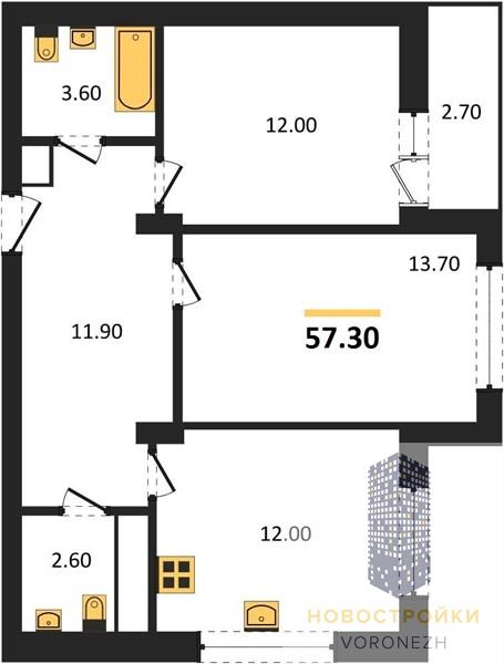 Квартира 2-комнатная квартира