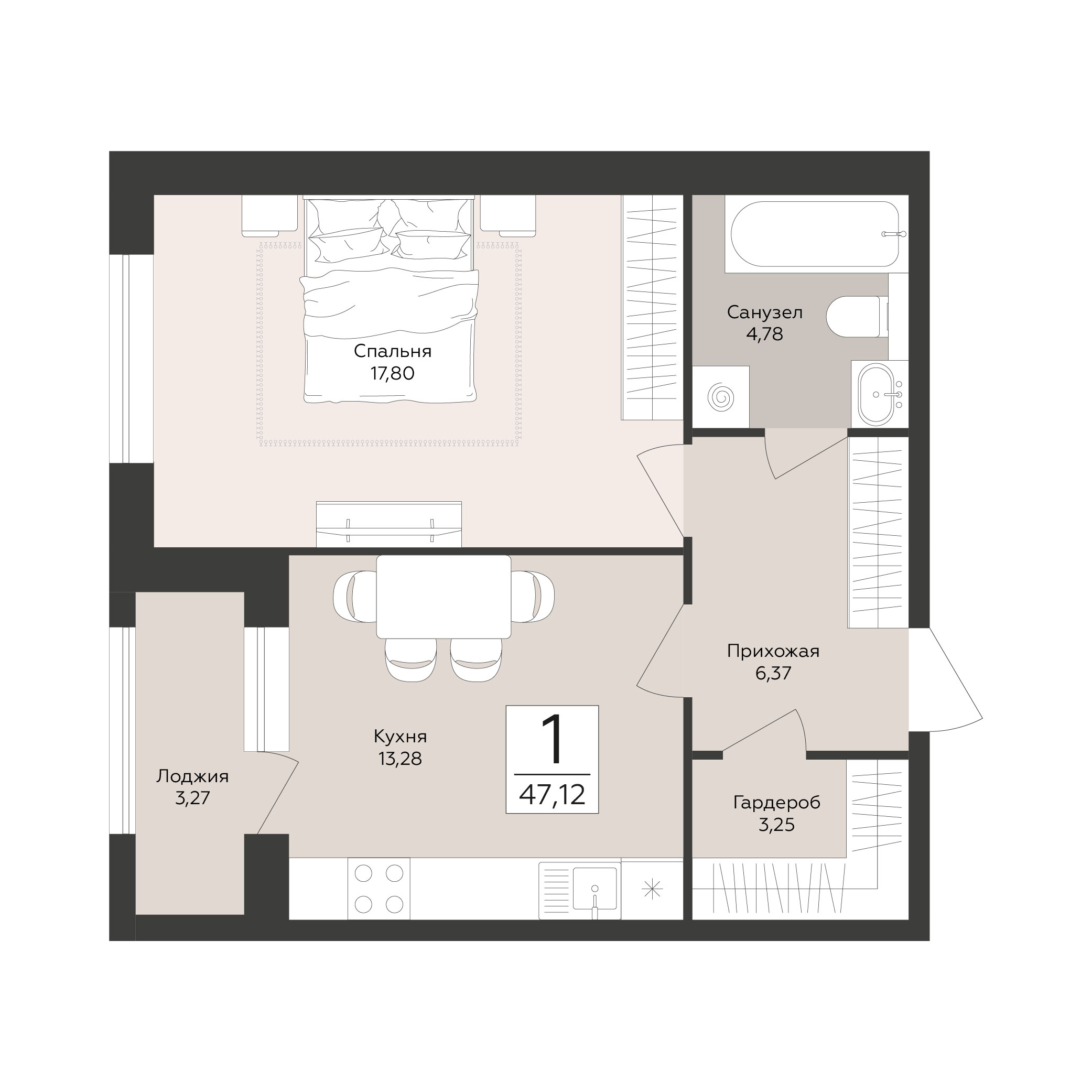 Квартира 1-комнатная квартира