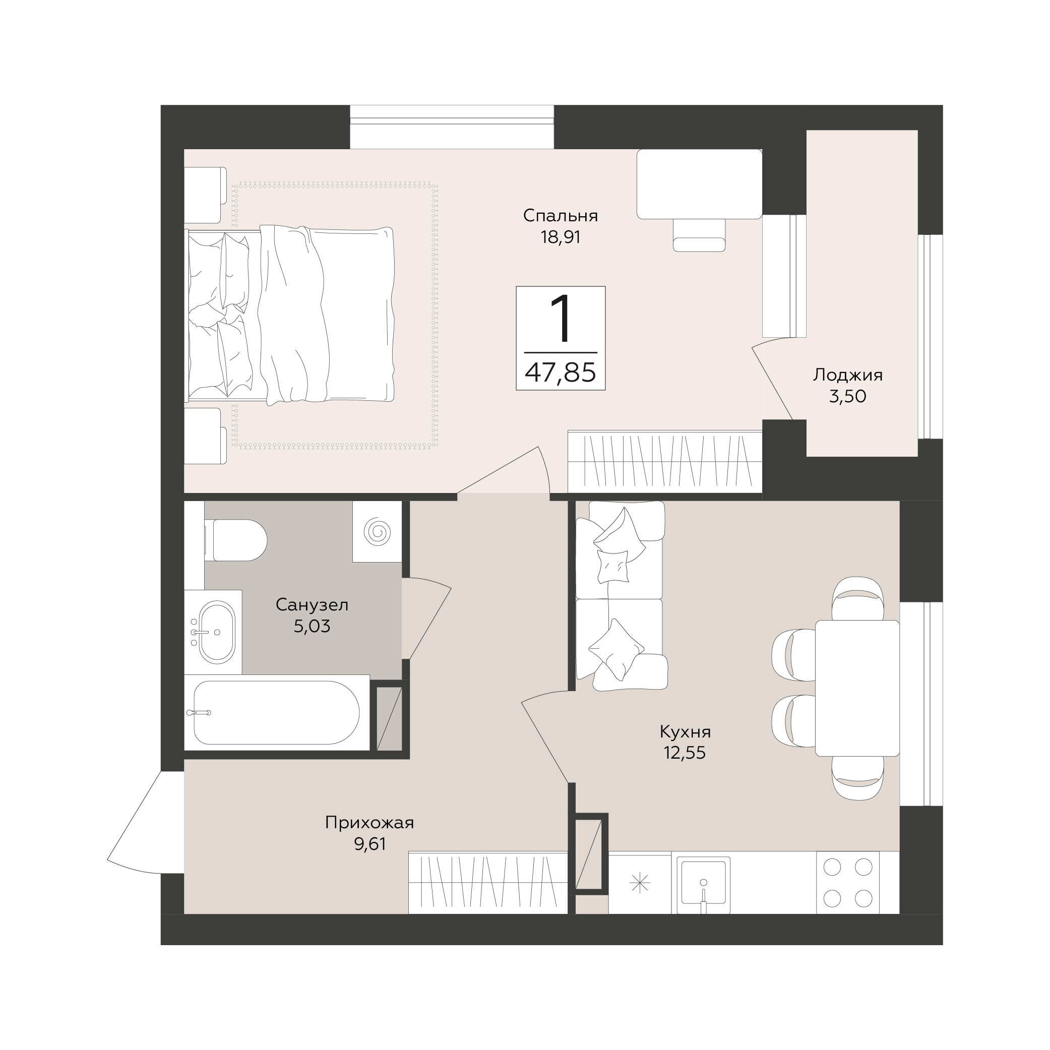 Квартира 1-комнатная квартира