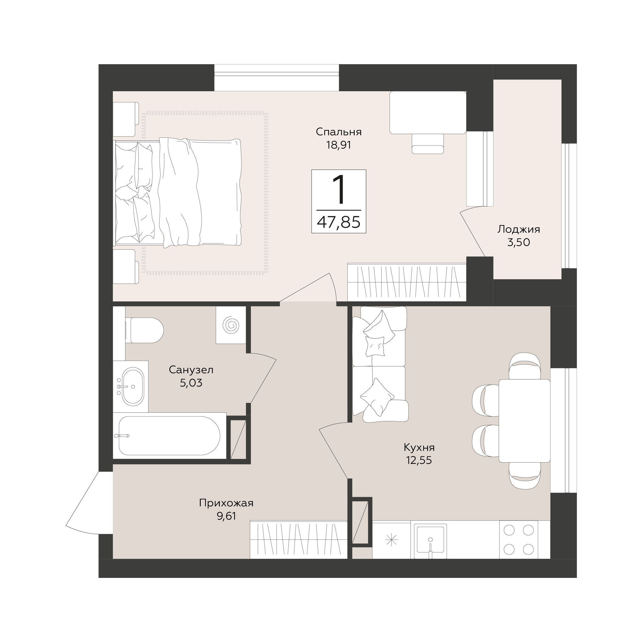 Квартира 1-комнатная квартира