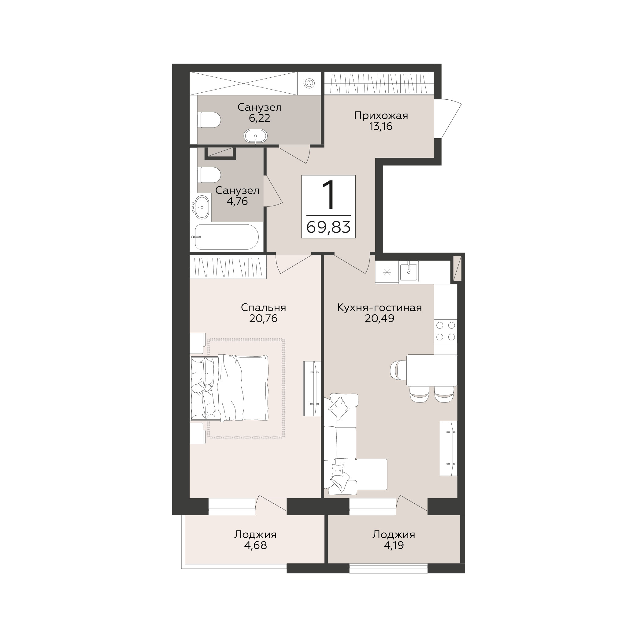 Квартира 1-комнатная квартира