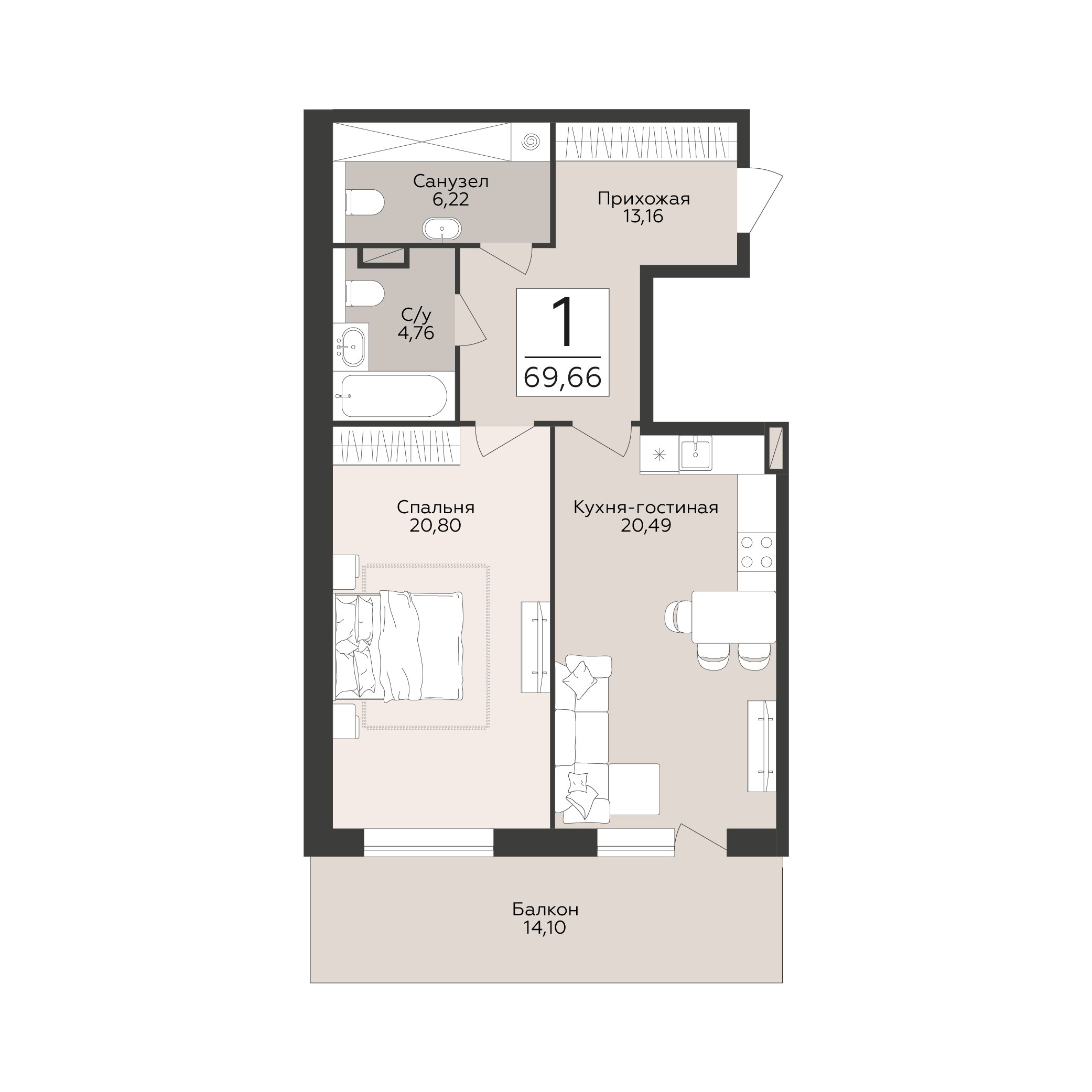 Квартира 1-комнатная квартира