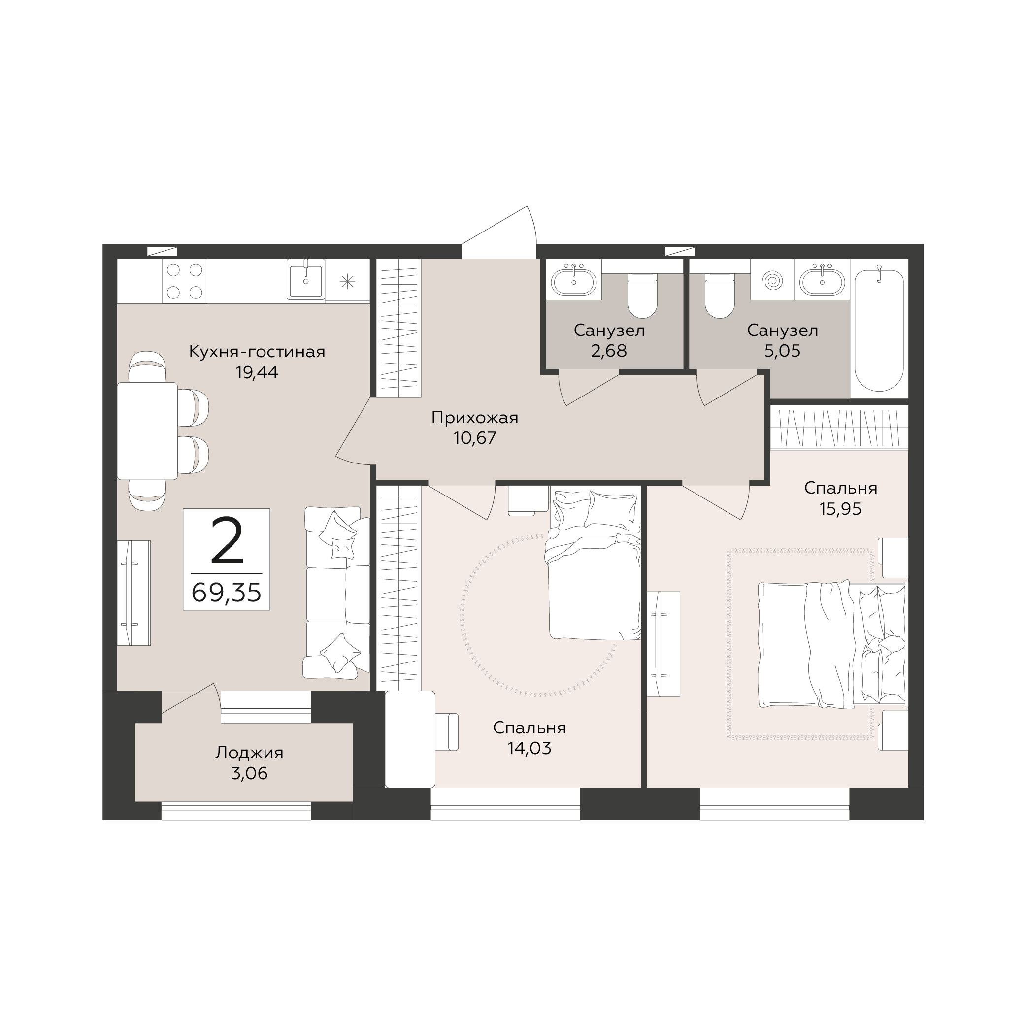 Квартира 2-комнатная квартира