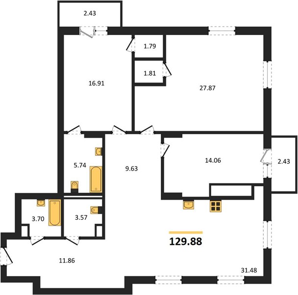 Квартира 3-комнатная квартира