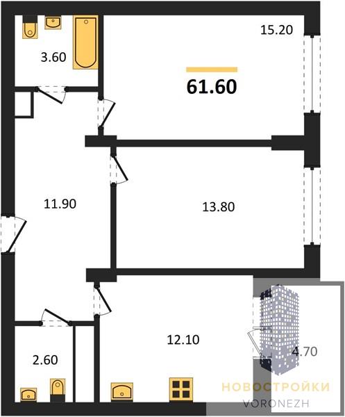 Квартира 2-комнатная квартира